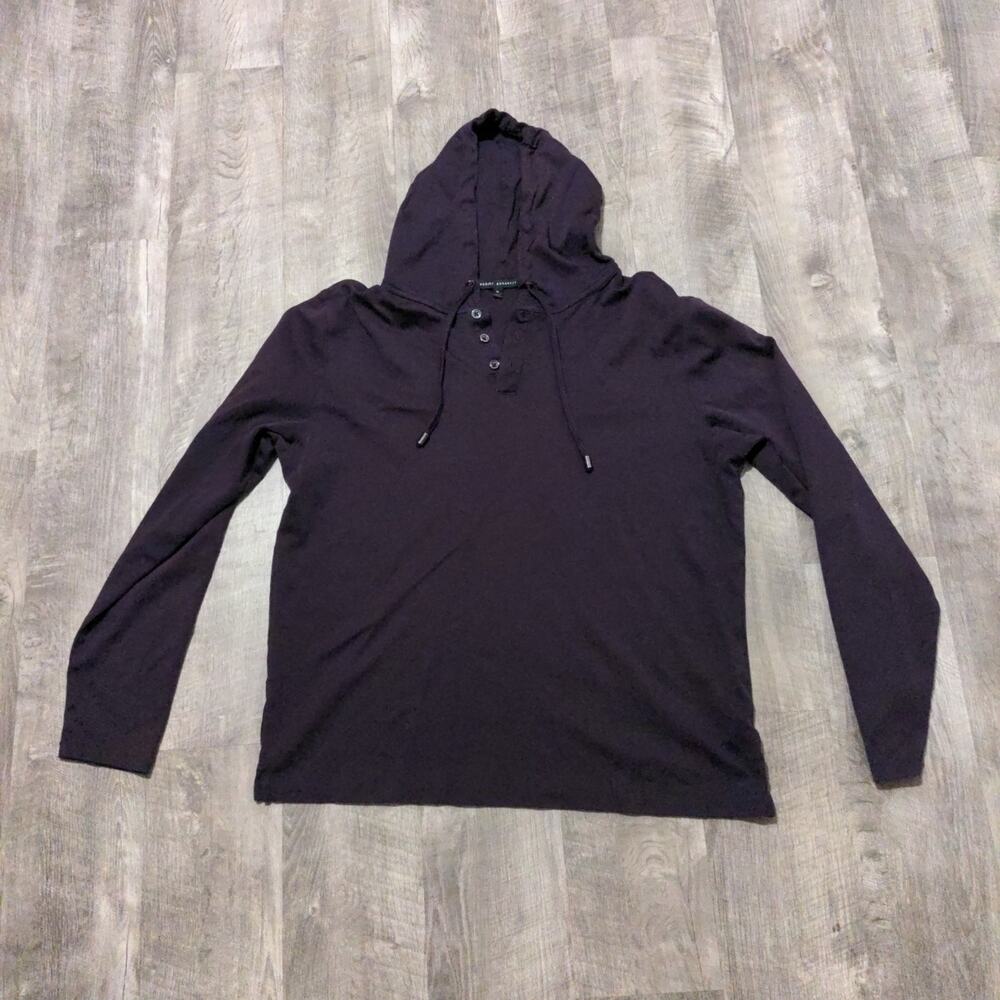 ROBERT BARAKETT Wine Red Drawstring Pullover Hoodie Men's XL 100% Cotton